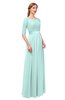 ColsBM Payton Blue Glass Bridesmaid Dresses Sash A-line Modest Bateau Half Length Sleeve Zip up