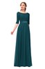 ColsBM Payton Blue Green Bridesmaid Dresses Sash A-line Modest Bateau Half Length Sleeve Zip up