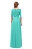 ColsBM Payton Blue Turquoise Bridesmaid Dresses Sash A-line Modest Bateau Half Length Sleeve Zip up