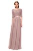 ColsBM Payton Blush Pink Bridesmaid Dresses Sash A-line Modest Bateau Half Length Sleeve Zip up