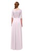 ColsBM Payton Blush Bridesmaid Dresses Sash A-line Modest Bateau Half Length Sleeve Zip up