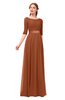 ColsBM Payton Bombay Brown Bridesmaid Dresses Sash A-line Modest Bateau Half Length Sleeve Zip up