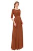 ColsBM Payton Bombay Brown Bridesmaid Dresses Sash A-line Modest Bateau Half Length Sleeve Zip up