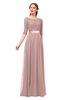 ColsBM Payton Bridal Rose Bridesmaid Dresses Sash A-line Modest Bateau Half Length Sleeve Zip up