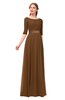 ColsBM Payton Brown Bridesmaid Dresses Sash A-line Modest Bateau Half Length Sleeve Zip up