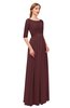 ColsBM Payton Burgundy Bridesmaid Dresses Sash A-line Modest Bateau Half Length Sleeve Zip up