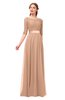 ColsBM Payton Burnt Orange Bridesmaid Dresses Sash A-line Modest Bateau Half Length Sleeve Zip up