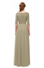 ColsBM Payton Candied Ginger Bridesmaid Dresses Sash A-line Modest Bateau Half Length Sleeve Zip up