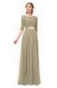 ColsBM Payton Candied Ginger Bridesmaid Dresses Sash A-line Modest Bateau Half Length Sleeve Zip up
