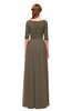 ColsBM Payton Carafe Brown Bridesmaid Dresses Sash A-line Modest Bateau Half Length Sleeve Zip up