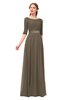 ColsBM Payton Carafe Brown Bridesmaid Dresses Sash A-line Modest Bateau Half Length Sleeve Zip up