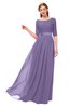 ColsBM Payton Chalk Violet Bridesmaid Dresses Sash A-line Modest Bateau Half Length Sleeve Zip up