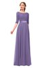 ColsBM Payton Chalk Violet Bridesmaid Dresses Sash A-line Modest Bateau Half Length Sleeve Zip up