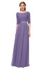 ColsBM Payton Chalk Violet Bridesmaid Dresses Sash A-line Modest Bateau Half Length Sleeve Zip up