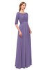 ColsBM Payton Chalk Violet Bridesmaid Dresses Sash A-line Modest Bateau Half Length Sleeve Zip up