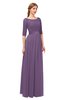 ColsBM Payton Chinese Violet Bridesmaid Dresses Sash A-line Modest Bateau Half Length Sleeve Zip up