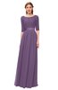 ColsBM Payton Chinese Violet Bridesmaid Dresses Sash A-line Modest Bateau Half Length Sleeve Zip up