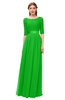 ColsBM Payton Classic Green Bridesmaid Dresses Sash A-line Modest Bateau Half Length Sleeve Zip up