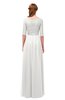 ColsBM Payton Cloud White Bridesmaid Dresses Sash A-line Modest Bateau Half Length Sleeve Zip up