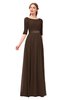 ColsBM Payton Copper Bridesmaid Dresses Sash A-line Modest Bateau Half Length Sleeve Zip up