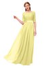 ColsBM Payton Daffodil Bridesmaid Dresses Sash A-line Modest Bateau Half Length Sleeve Zip up
