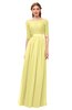 ColsBM Payton Daffodil Bridesmaid Dresses Sash A-line Modest Bateau Half Length Sleeve Zip up