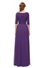 ColsBM Payton Dark Purple Bridesmaid Dresses Sash A-line Modest Bateau Half Length Sleeve Zip up