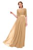 ColsBM Payton Desert Mist Bridesmaid Dresses Sash A-line Modest Bateau Half Length Sleeve Zip up