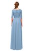 ColsBM Payton Dusty Blue Bridesmaid Dresses Sash A-line Modest Bateau Half Length Sleeve Zip up