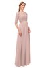 ColsBM Payton Dusty Rose Bridesmaid Dresses Sash A-line Modest Bateau Half Length Sleeve Zip up