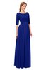 ColsBM Payton Electric Blue Bridesmaid Dresses Sash A-line Modest Bateau Half Length Sleeve Zip up