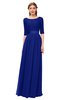 ColsBM Payton Electric Blue Bridesmaid Dresses Sash A-line Modest Bateau Half Length Sleeve Zip up