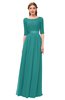 ColsBM Payton Emerald Green Bridesmaid Dresses Sash A-line Modest Bateau Half Length Sleeve Zip up