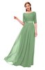 ColsBM Payton Fair Green Bridesmaid Dresses Sash A-line Modest Bateau Half Length Sleeve Zip up
