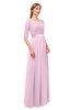 ColsBM Payton Fairy Tale Bridesmaid Dresses Sash A-line Modest Bateau Half Length Sleeve Zip up