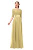 ColsBM Payton Gold Bridesmaid Dresses Sash A-line Modest Bateau Half Length Sleeve Zip up
