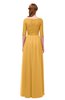 ColsBM Payton Golden Cream Bridesmaid Dresses Sash A-line Modest Bateau Half Length Sleeve Zip up