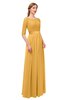ColsBM Payton Golden Cream Bridesmaid Dresses Sash A-line Modest Bateau Half Length Sleeve Zip up