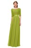 ColsBM Payton Green Oasis Bridesmaid Dresses Sash A-line Modest Bateau Half Length Sleeve Zip up