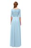 ColsBM Payton Ice Blue Bridesmaid Dresses Sash A-line Modest Bateau Half Length Sleeve Zip up