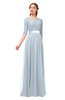 ColsBM Payton Illusion Blue Bridesmaid Dresses Sash A-line Modest Bateau Half Length Sleeve Zip up