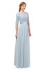 ColsBM Payton Illusion Blue Bridesmaid Dresses Sash A-line Modest Bateau Half Length Sleeve Zip up