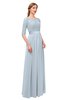 ColsBM Payton Illusion Blue Bridesmaid Dresses Sash A-line Modest Bateau Half Length Sleeve Zip up