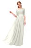 ColsBM Payton Ivory Bridesmaid Dresses Sash A-line Modest Bateau Half Length Sleeve Zip up