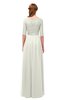 ColsBM Payton Ivory Bridesmaid Dresses Sash A-line Modest Bateau Half Length Sleeve Zip up