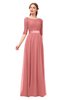 ColsBM Payton Lantana Bridesmaid Dresses Sash A-line Modest Bateau Half Length Sleeve Zip up