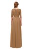 ColsBM Payton Light Brown Bridesmaid Dresses Sash A-line Modest Bateau Half Length Sleeve Zip up