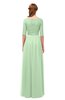ColsBM Payton Light Green Bridesmaid Dresses Sash A-line Modest Bateau Half Length Sleeve Zip up