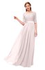 ColsBM Payton Light Pink Bridesmaid Dresses Sash A-line Modest Bateau Half Length Sleeve Zip up