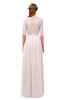 ColsBM Payton Light Pink Bridesmaid Dresses Sash A-line Modest Bateau Half Length Sleeve Zip up